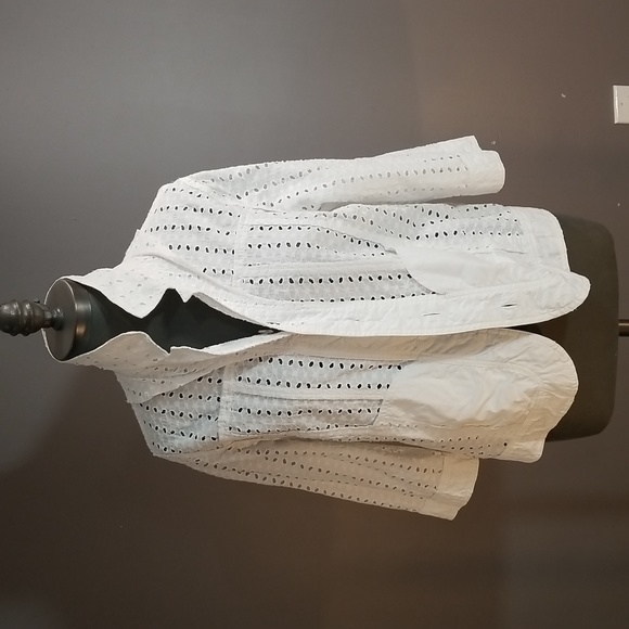 Allison Daley white eyelet jacket womens size 10  - 100% cotton - Picture 9 of 12